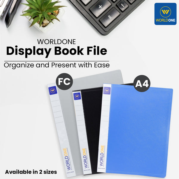 Worldone Display Book File, 0.6 mm virgin PP for Documents with 10 Bound Top Loading Plastic Binder Sleeves Thick PP board, Folder for Individuals, School & Offices