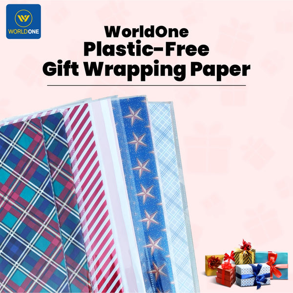 Worldone European Gift Wrapping Paper, Plastic Free, Eco friendly, for Presents for, Birthdays, Weddings, Anniversaries, Different Prints , Size 26 X 20 inch.