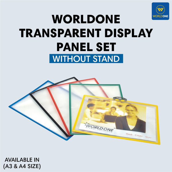 Worldone Transparent Plastic Display Panel without Stand for Documents Storage, Thick Border for Ultrasonic Sealing, Ideal for Office/ Factory