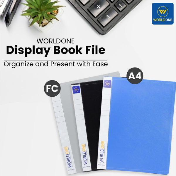 Worldone Display Book File, 0.6 mm virgin PP for Documents with 10 Bound Top Loading Plastic Binder Sleeves Thick PP board, Folder for Individuals, School & Offices