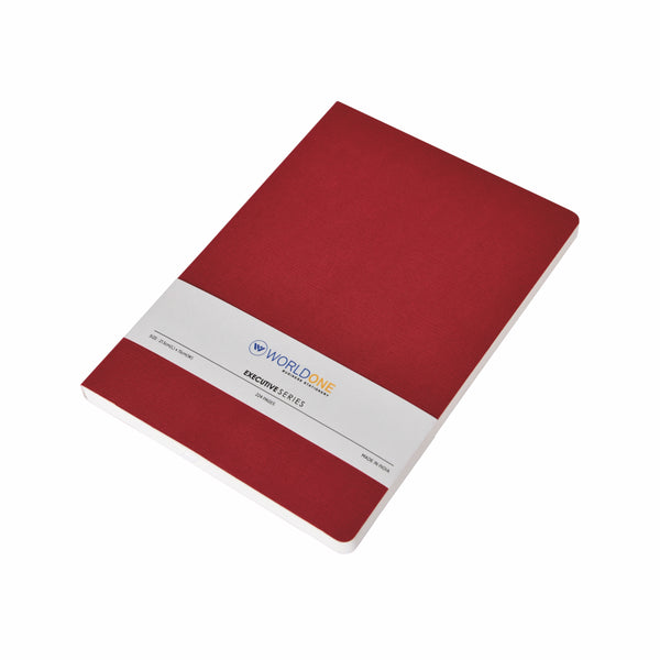 Worldone Bukram Flexi Cover Executive Notebook with Elastic Closure & Ribbon Bookmark, 80 Gsm 224 Pages, Split as 208 Ruled 8 Plain 8 Grid Pages, used as a Planner/Organiser/Journal