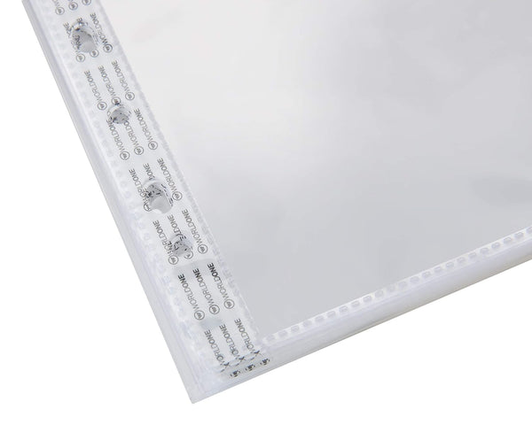 Worldone Transparent Sheet Protectors | 300 Micron Thickness (150+150 Micron) | Reinforced Binding, Scratch-Resistant, Non-Stick, Photocopy Safe | Pack of 25