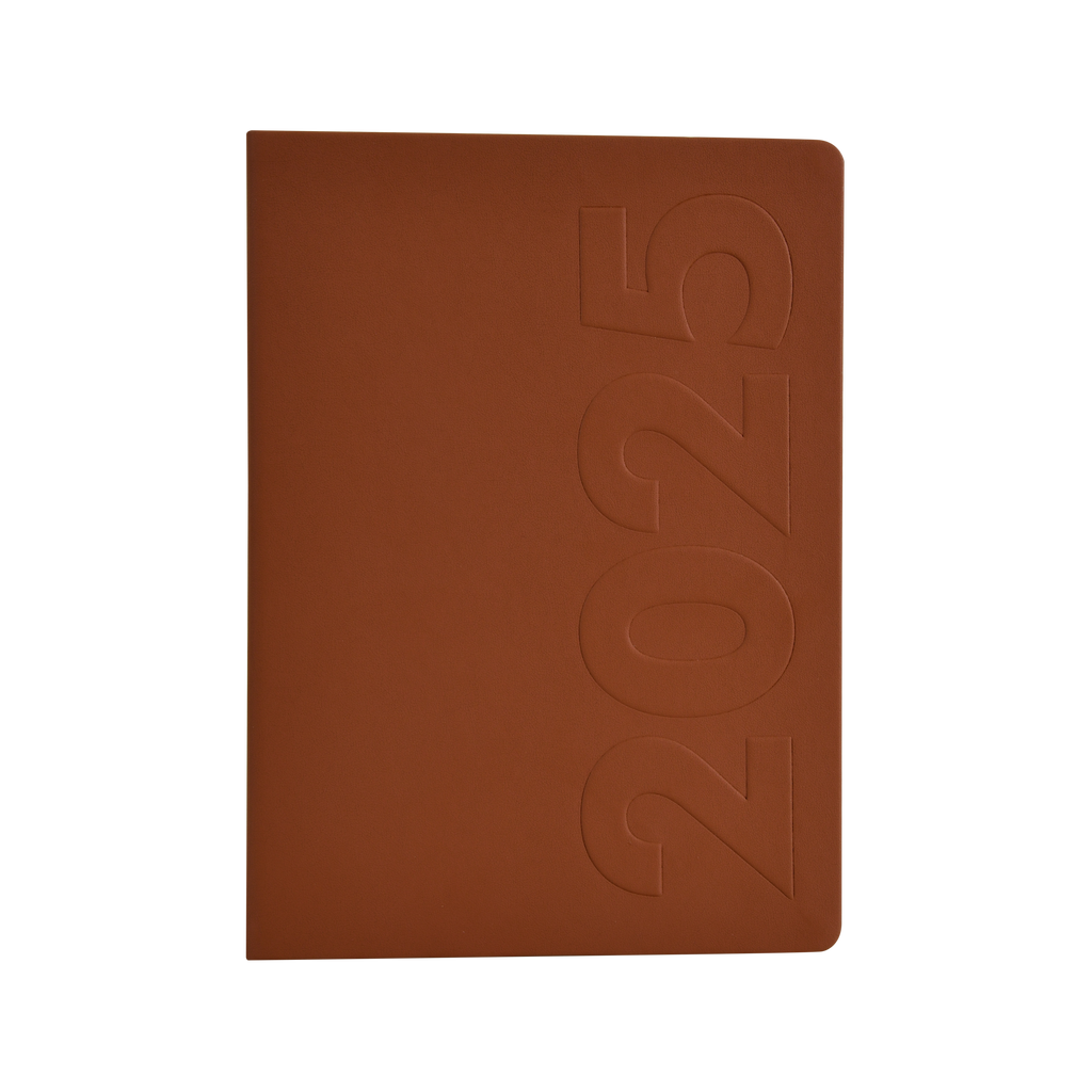 Worldone Premium Pu (Faux leather) finish Cardboard Bound Cover Horizontal Ruled, New Year 2025 Diary with Deboss printing, 432 pages of 64 gsm Paper, used as a Planner/ Organiser/ Journal, Size B5 Nescafe, Ideal for Corporate gifting