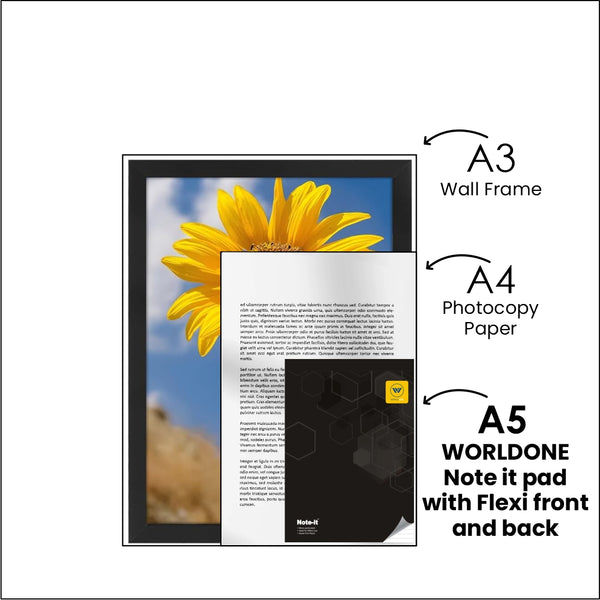 Worldone Note it pad with Flexi front and back covers, 70 gsm Horizontal Single Ruled, 92 Acid Free Pages, Good for office, conferences, events,