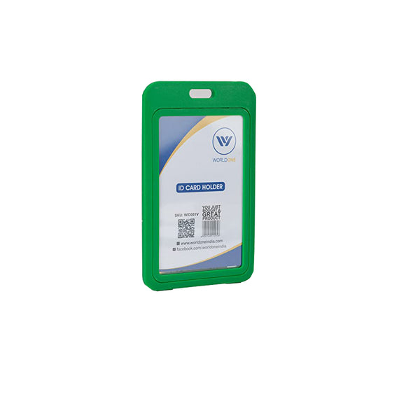 Worldone Plastic, Vertical, 2 Sided, Premium, Hard, Durable, Display ID Card Holder Without Lanyard, , Weather & Crack Resistant, for School, College, office, Size 11x6.8 cm