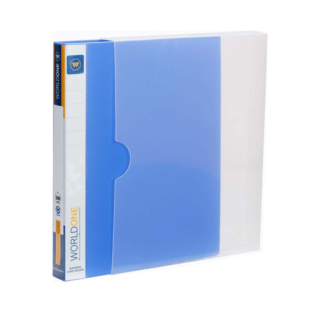 Worldone A4 Size Business Card Folder with 500 Transparent Pockets & Protective Case, Spine Label & Indexed Dividers for Storing & Organising Business Cards & Various Currency Notes, Color Options Available