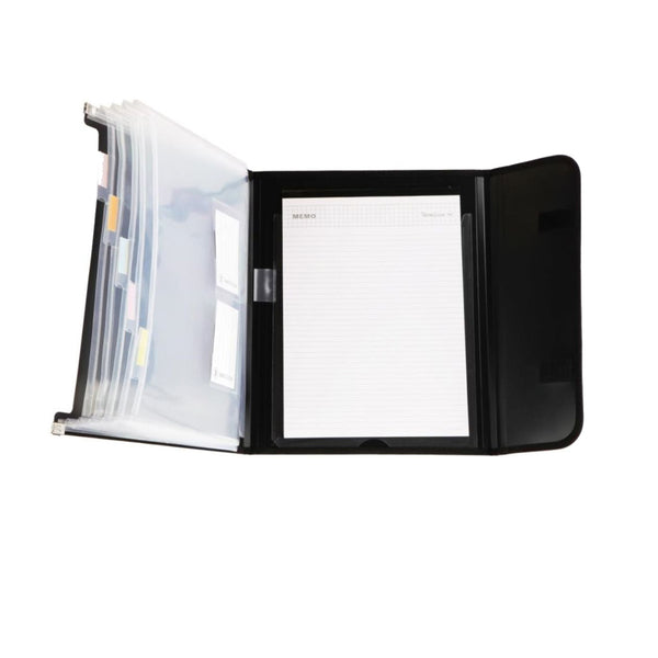 Worldone Expanding Portfolio Conference Folder for Document with 5 Expandable compartments, Velcro Closure Flap, Extra Pocket for Loose Documents, Ideal for Office & School Use