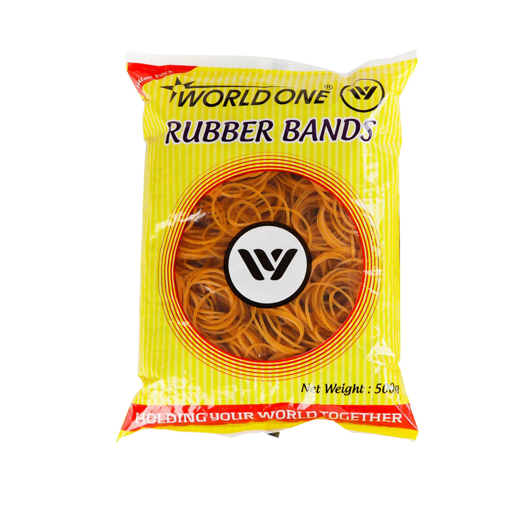 Worldone Natural Rubber Band, High Tensile Strength, Strong Elastic, for Home, School, Bank Document Organizing, Stationery Holder, Office Supplies, General Use, Golden Yellow, 500 Grams, Pack of 1