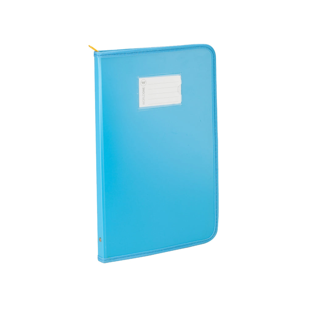 Worldone Zipper Display Book Folder for Documents, with Name Card, Made of 1mm Virgin PP Material with 20 Bound Plastic Binder Sleeves, Folder for Offices