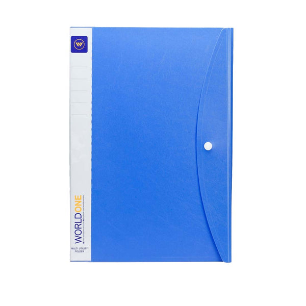 Worldone Multi Utility Folder for Documents, Organiser with 40 Bound Top Loading Sleeves, 0.75 mm Virgin PP Sheet, Snap Button, Project Folder for Offices and Schools