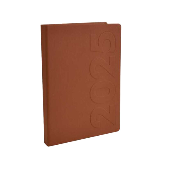 Worldone Premium Pu (Faux leather) finish Cardboard Bound Cover Horizontal Ruled, New Year 2025 Diary with Deboss printing, 432 pages of 64 gsm Paper, used as a Planner/ Organiser/ Journal, Size B5 Nescafe, Ideal for Corporate gifting