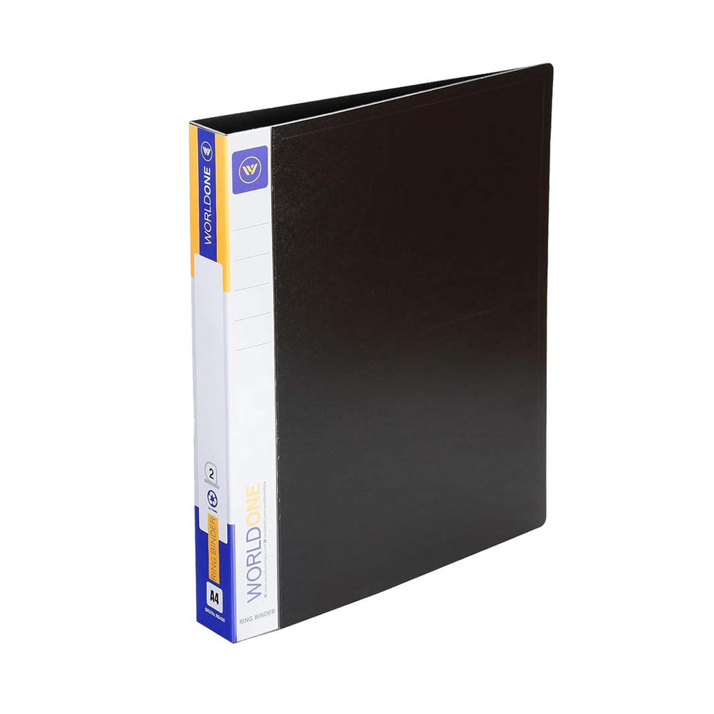 Worldone 2D Ring Binder 25 mm Chrome Plated Clip with 1.2mm Thick PP Board Sheet, Plastic Stopper, Spine Label for Classification, Pockets on Inside Cover