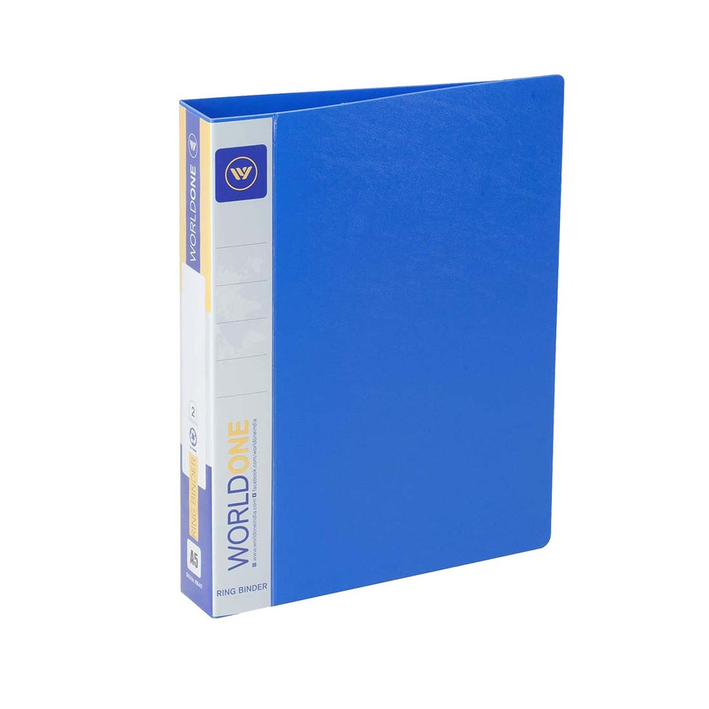 Worldone PP Voucher 2D Ring Binder File, 25mm Metallic Clip, with 1 mm Thick Virgin PP Sheet, Plastic Stopper, Spine Label for Classification, Extra Wide Binder, Size A5