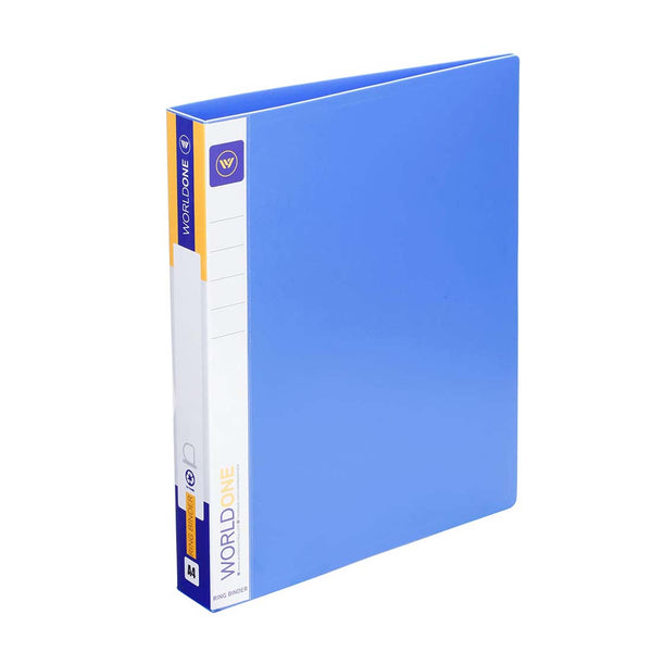 Worldone 4D Ring Binder 25 mm Chrome Plated Clip with 1.2mm Thick PP Sheet, Plastic Stopper, Spine Label for Classification, Pockets on inside Cover for Loose Sheets, Size A4